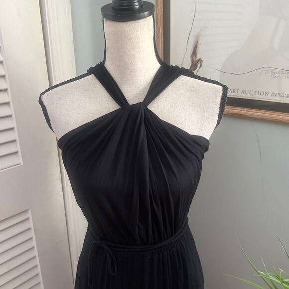 TAHARI Womens Dress Small Black Halter Maxi Dress Elegant Evening Party Goddess - Picture 3 of 12